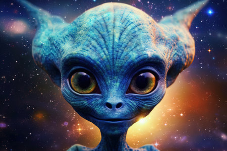Alien made out of glitter, nebula background, illustration generative aiの素材