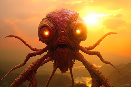 A Sun Alien illustration generative aiの素材