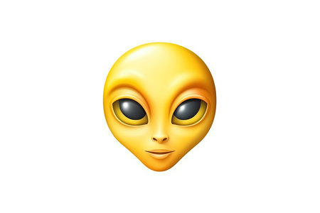 Yellow alien face emoji icon isolated illustration generative aiの素材