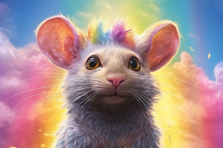 mouse rainbow colors surreal, illustration generative aiの素材