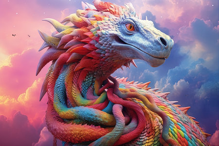 snake rainbow colors surreal, illustration generative aiの素材