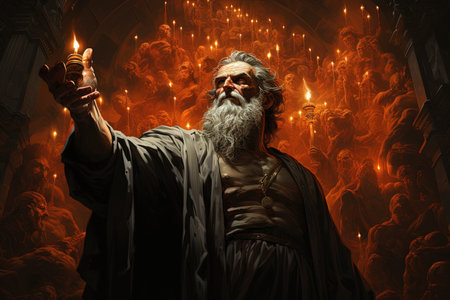 ULYSSES urges his followers to cross the Pillars of Hercules, thirsting to go further, to defy fate, destiny and the gods, illustration generative aiの素材