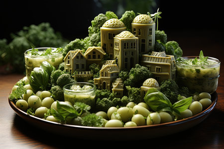 skyscrapers made out of pesto , illustration generative aiの素材