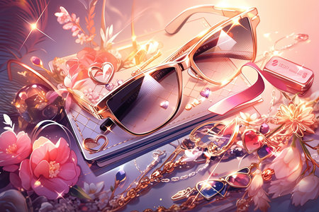 Sparkle Spenders, credit cards that bring a touch of glamor to every purchase, shining bright with their bedazzled sunglasses and luxurious lifestyle, illustration generative aiの素材
