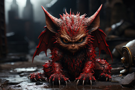 devil fluffy angel kitten , illustration generative aiの素材