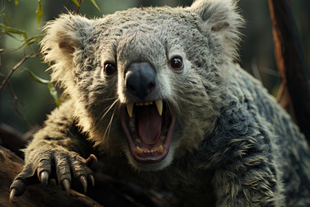 Evil Koala: Innocent appearance belies a sinister nature, illustration generative aiの素材