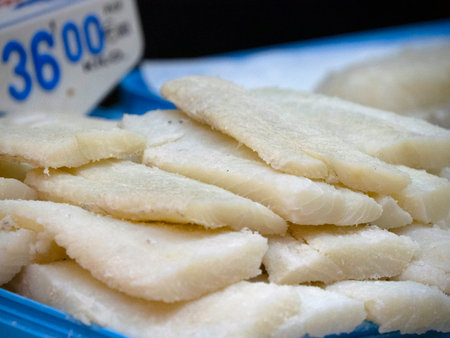 salted cod boqueria the barcelona fruit seafood meat ham food marketの写真素材