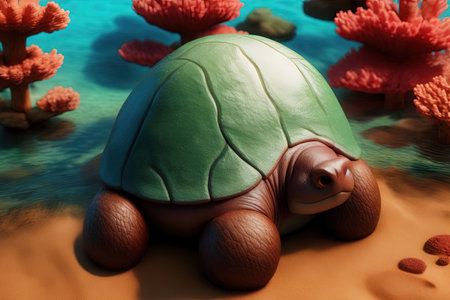 Obese Turtle cute fat animal, illustration generative aiの素材