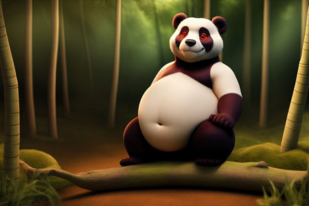 Overweight panda cute fat animal, illustration generative aiの素材