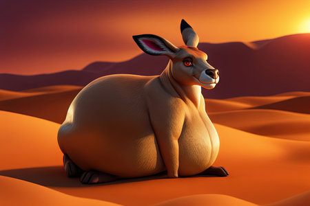 Kangaroo cute fat animal, illustration generative aiの素材