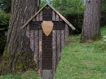 Bruneck - Brunico, South Tyrol, Italy - AUGUST 6, 2023: The War Cemetery in the woods, known as the Austro-Hungarian Cemetery to commemorate the victims of the First Great Warのeditorial素材
