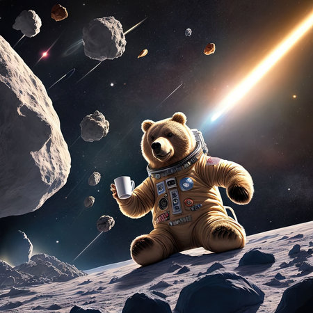 Bear as astronaut animal in space suitの素材