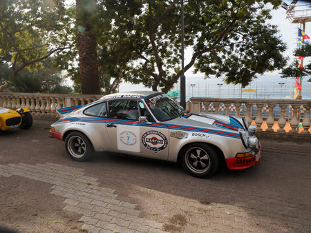SANREMO, ITALY - OCTOBER 15 2023 - Historical Automobile Revival of the Circuit of Ospedaletti a...