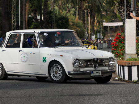 SANREMO, ITALY - OCTOBER 15 2023 - Historical Automobile Revival of the Circuit of Ospedaletti a competition in the streets of Ospedalettiのeditorial素材