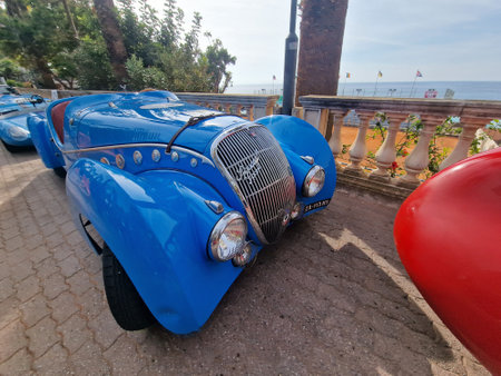 SANREMO, ITALY - OCTOBER 15 2023 - Historical Automobile Revival of the Circuit of Ospedaletti a...