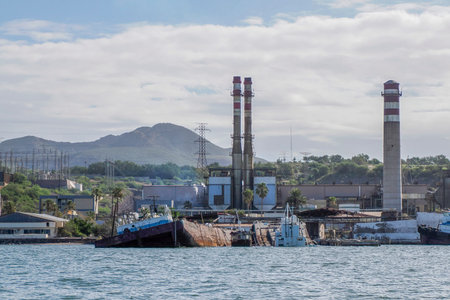 Electric power farm after The effects of Hurricane Norma October 2023 La Paz Baja California Surの写真素材