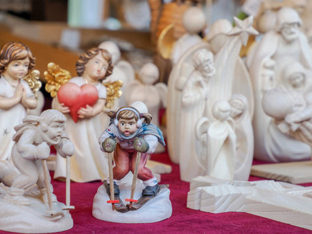 A christmas market of Brunico in South Tyrol, Italy brunich traditional christmas street market shopsの写真素材