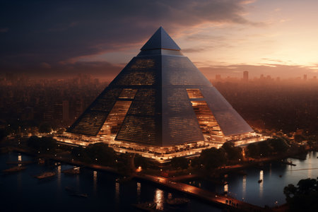 A modern Egyptian pyramid in New York Cityの素材