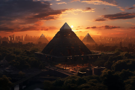 A modern Egyptian pyramid in New York Cityの素材