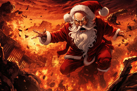 Hell santa claus, christmas funny illustrationの素材