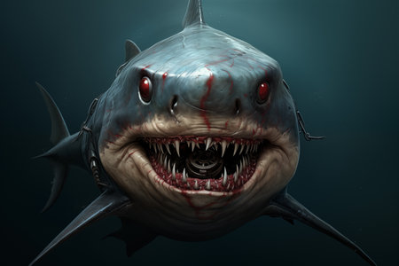 Evil Shark with human eyes coming to you Shark illustrationの素材