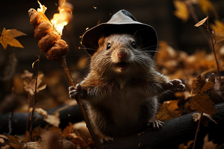 mischievous squirrel witch animal, illustrationの素材