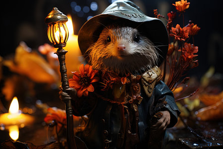 mischievous platypus witch animal, illustrationの素材