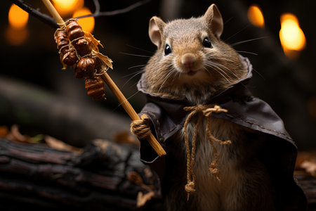 mischievous squirrel witch animal, illustrationの素材