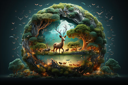 Wildlife world international day, abstract illustrationの素材