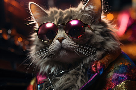 A cute cat disco glitter rapperの素材
