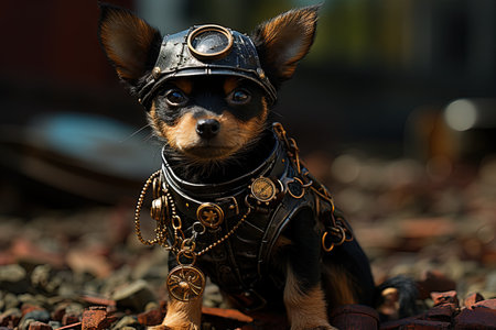 A dog baby puppy animal Steampunk, illustrationの素材