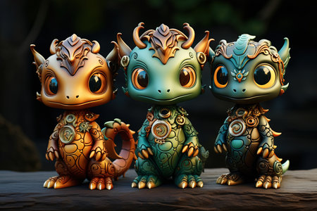 cute dragon baby Steampunk, illustrationの素材