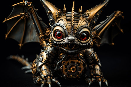 A Cute baby dragon puppy character Steampunk, illustrationの素材