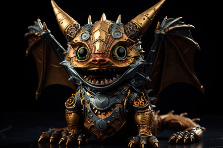 A Cute baby dragon puppy character Steampunk, illustrationの素材