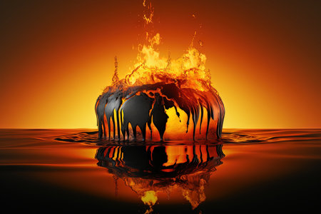 The Planet Earth globe melting global warming illustrationの素材