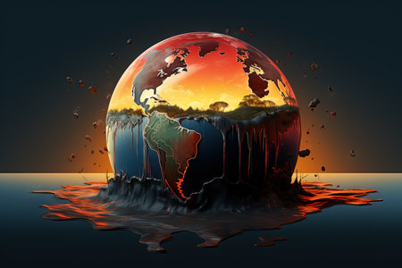 The Planet Earth globe melting global warming illustrationの素材
