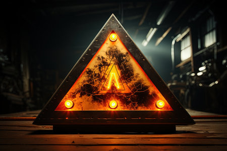 An illuminated original warning signの素材