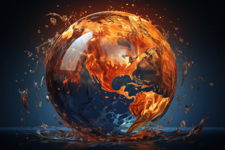 The globe melting global warming warning illustrationの素材