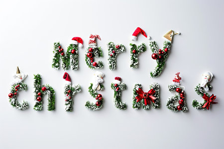 Text merry christmas made by santa claus on whiteの素材