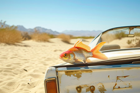 a fish in the desert dunesの素材