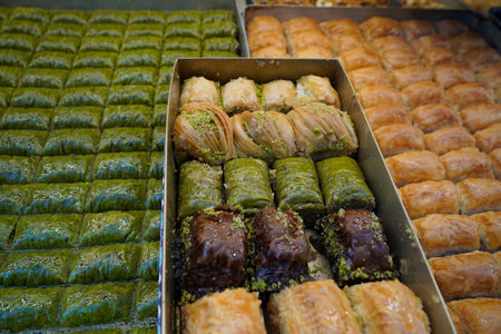 A Turkish Baklava with Pistachio Traditional Ottoman Candy sweetの写真素材