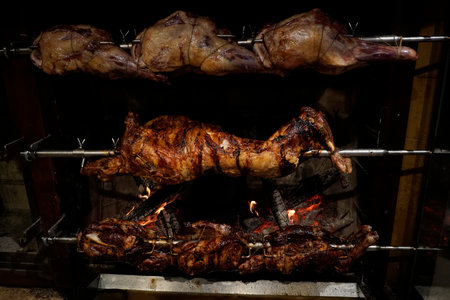 Cooking turkish roasted lamb Muslims Traditional holiday foodの写真素材