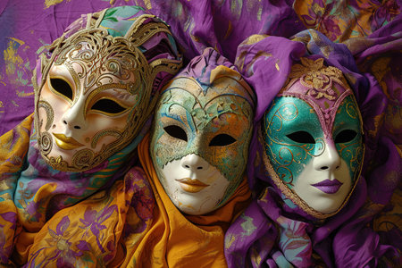 A colorful carnival mask background bannerの素材