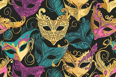 A colorful carnival mask background bannerの素材