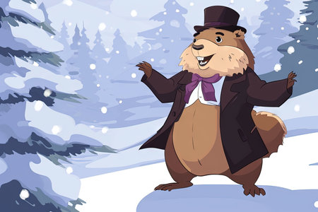 Happy marmot groundhog day poster bannerの素材