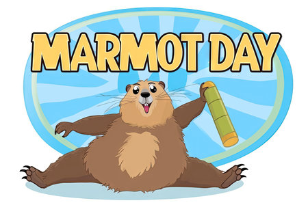 cartoon Happy marmot groundhog day poster bannerの素材
