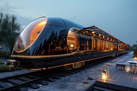 futuristic orient express train in winterの素材