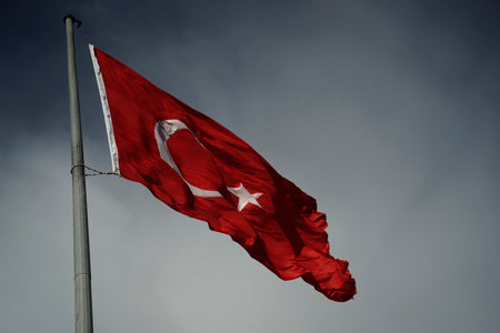 The turkey turkish red waving flag