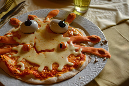 An Alien shape made pizza Illustrationの素材