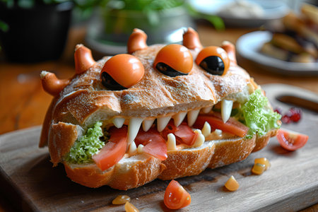 An Alien shape sandwich funny foodの素材